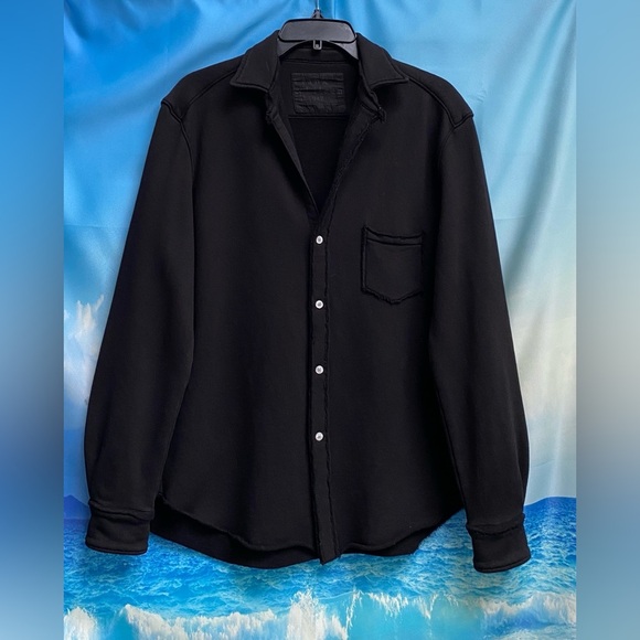 Frank & Eileen Eileen Button-Up Shirt TRIPLE FLEECE Size: M Black - Picture 3 of 16
